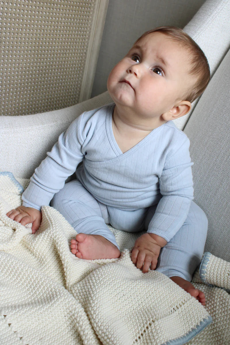 Little Threads Pointelle Wrap Footie - Blue