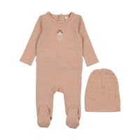 Lilette Embroidered Footie & Hat Set