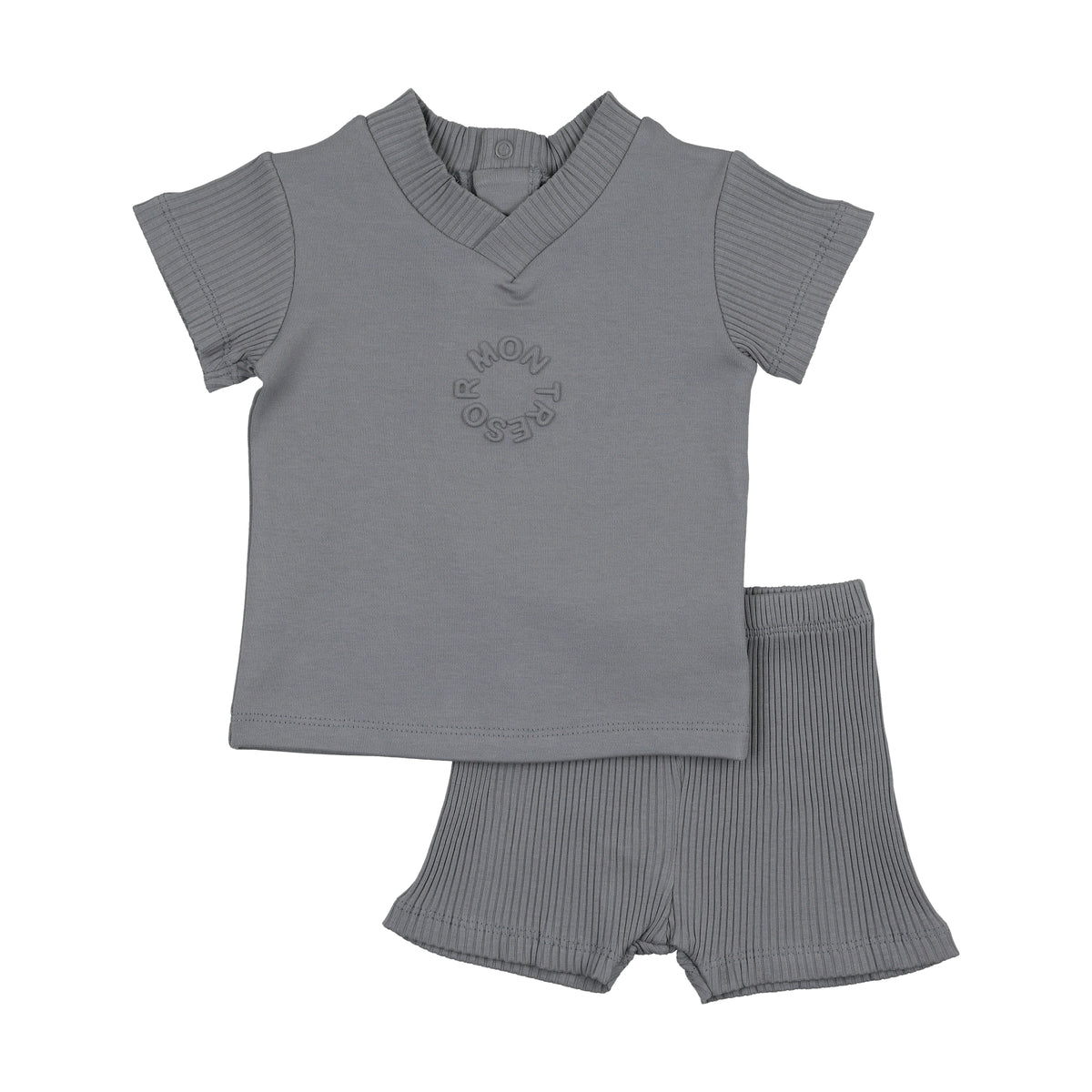 Mon Tresor Embossed Logo Top & Shorts Set - Ocean Blue
