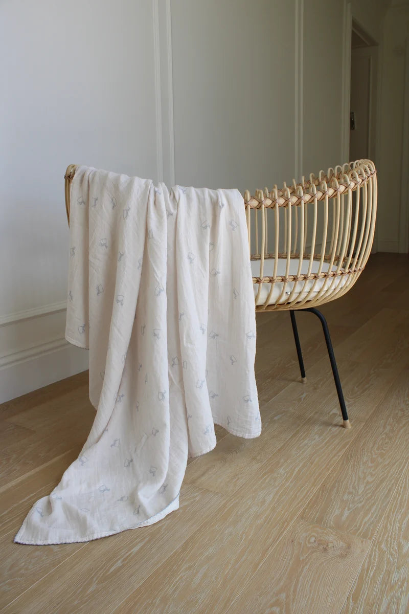 Little Threads Little Blue Rocker Muslin Blanket