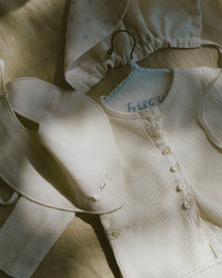 Ferne Waffle Hadagi Footed Cardi Set - Ecru