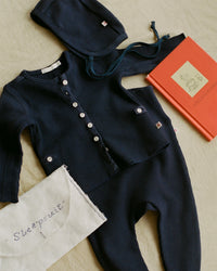 Ferne Waffle Hadagi Footless Cardi Set - Marine