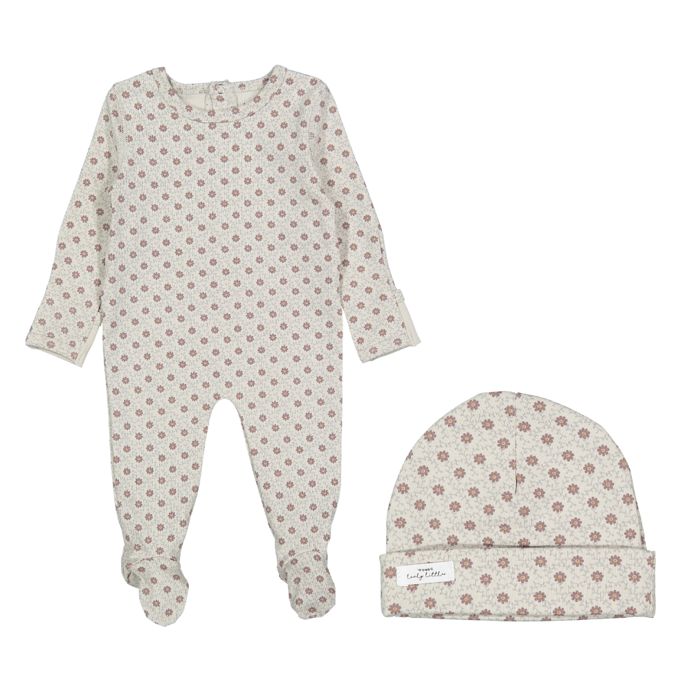 Lovely Littles Emma Footie & Beanie - Mauve