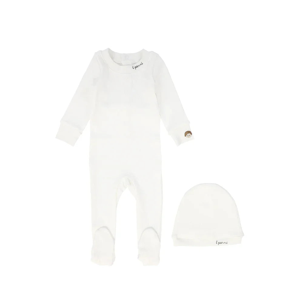 Little Parni Boy Footie & Beanie - Ivory
