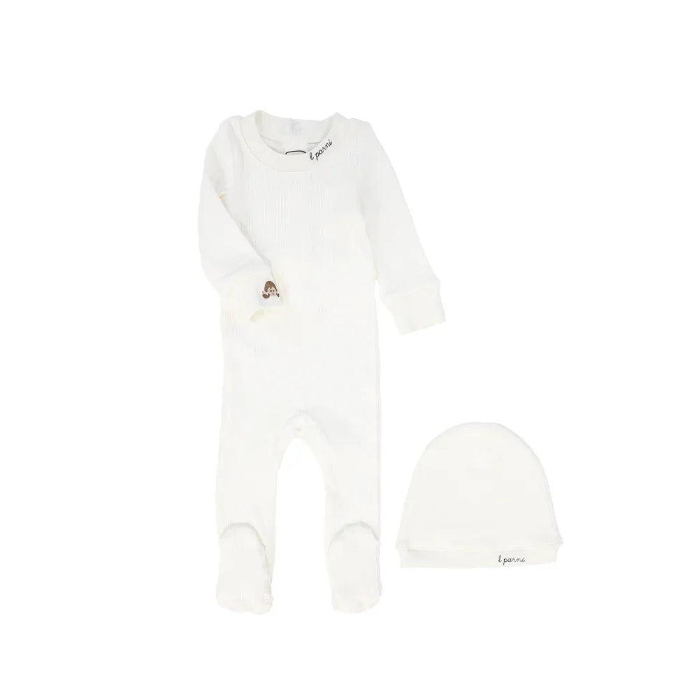 Little Parni Girl Footie & Beanie - Ivory