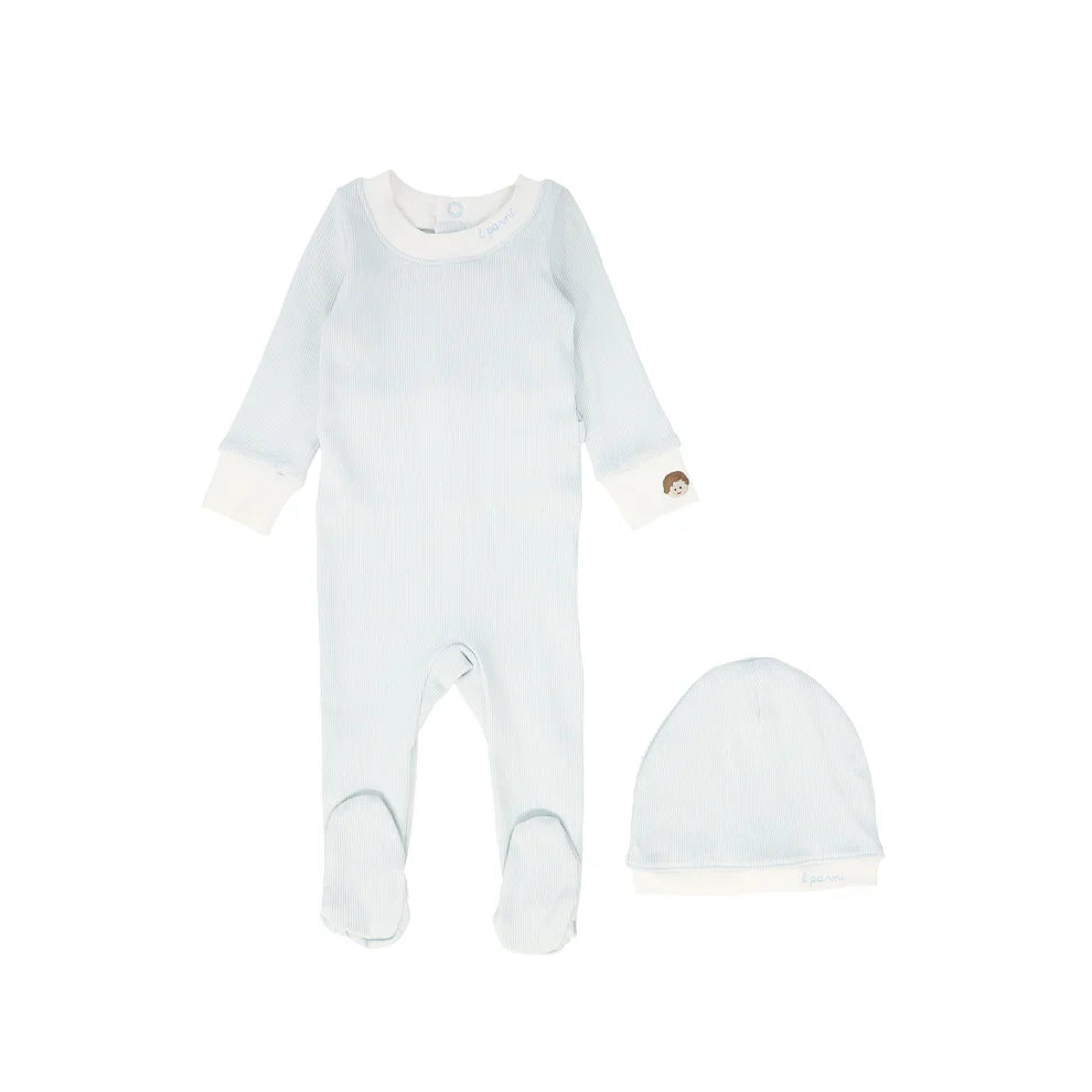 Little Parni Boy Footie & Beanie - Light Blue