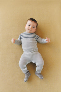 FUB Striped Long Romper - Light Grey