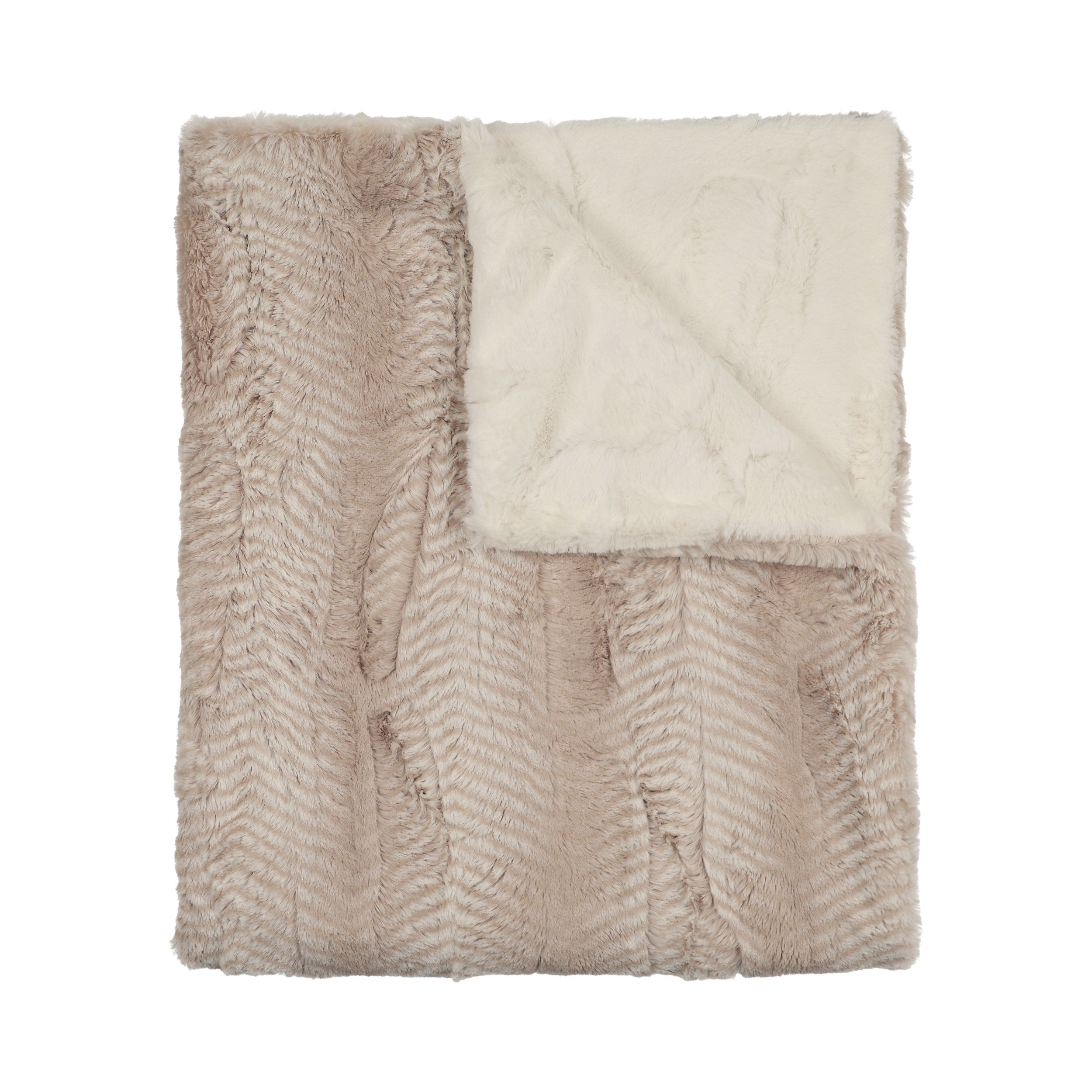 Peluche Feather Fur Blanket - Beige and Natural