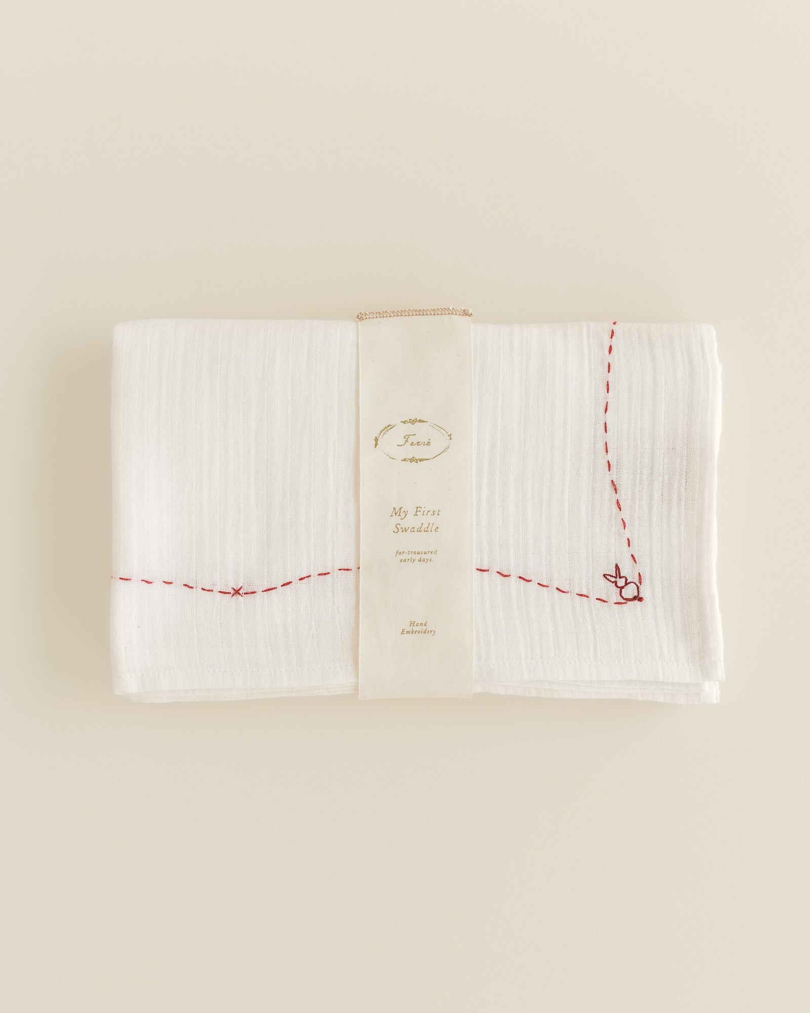 Ferne Embroidered Swaddle - Folk Bunny