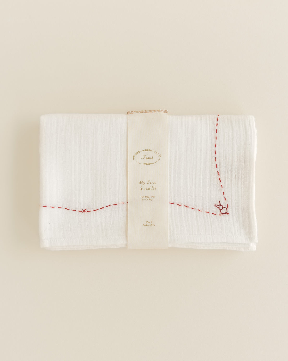 Ferne Embroidered Swaddle - Folk Bunny