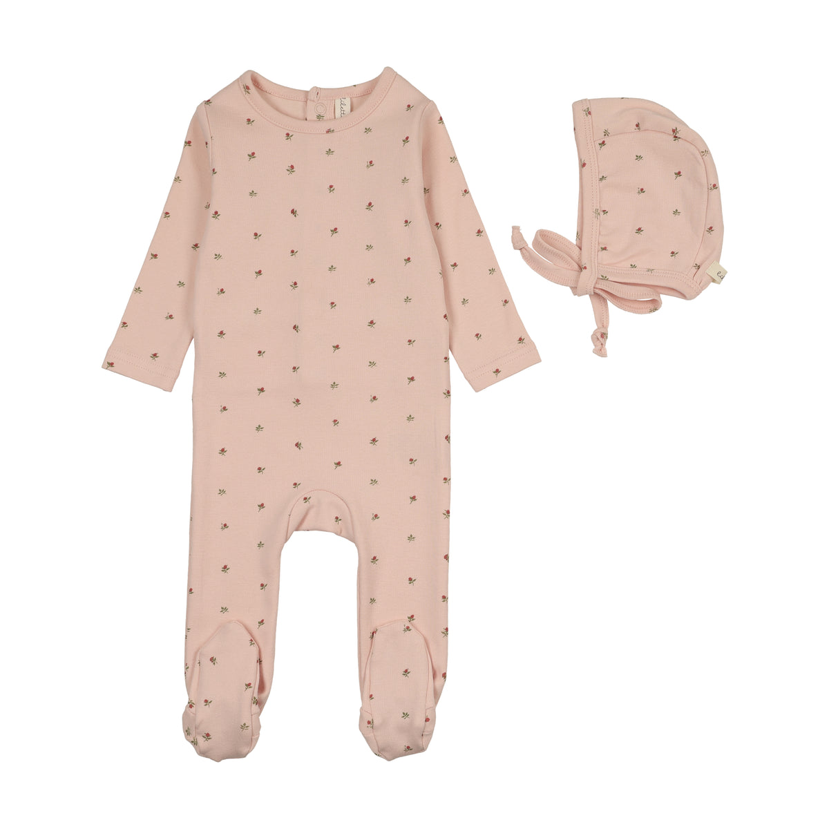 Lilette Bitsy Floral Footie & Hat - Pale Pink