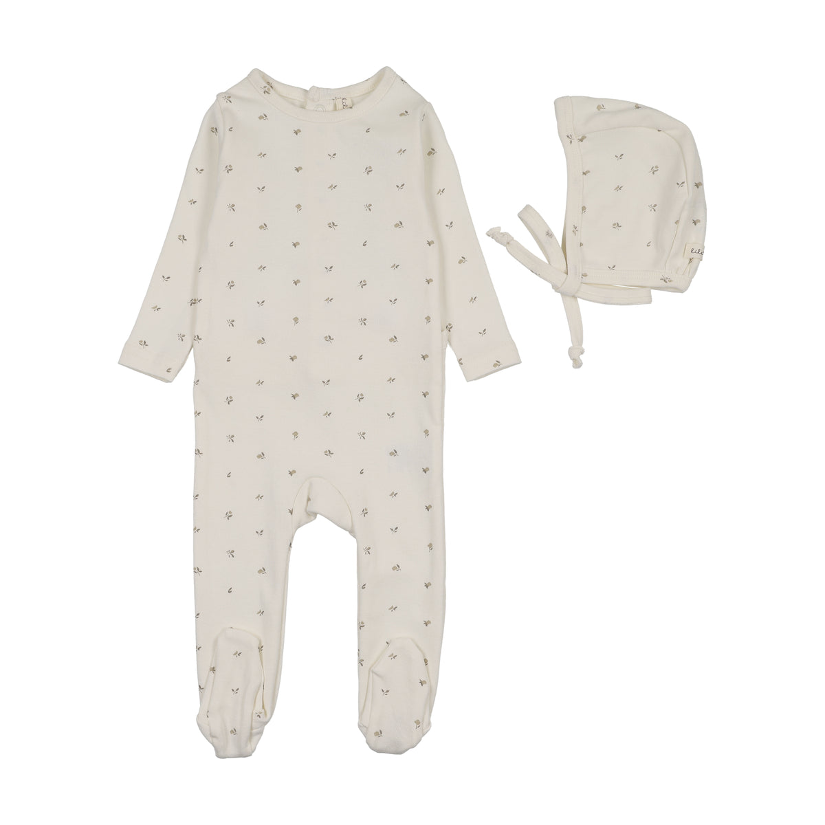 Lilette Bitsy Floral Footie & Hat - Cream/Oat