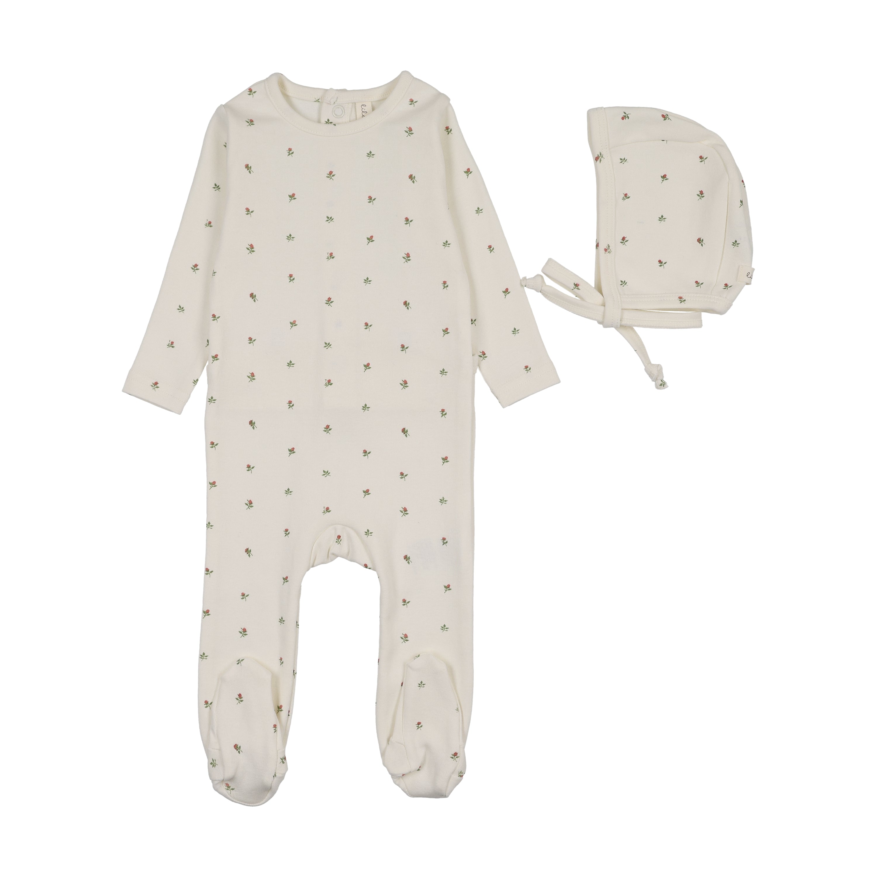 Lilette Bitsy Floral Footie & Hat - Cream/ Pink