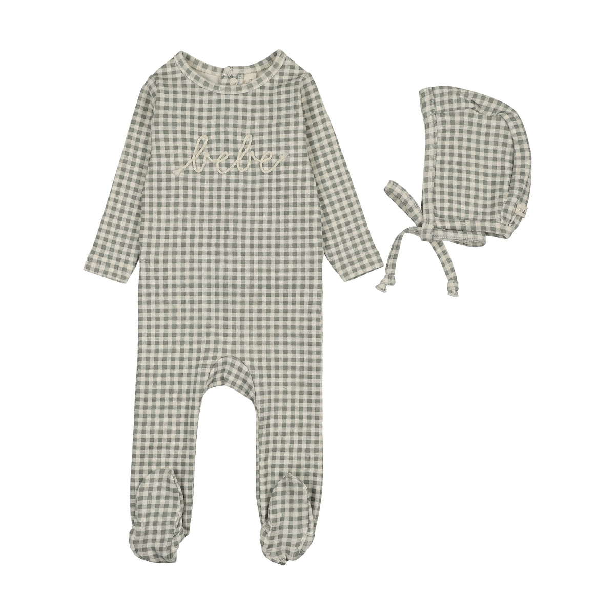 Lilette Gingham Bebe Footie & Hat - Pale Blue