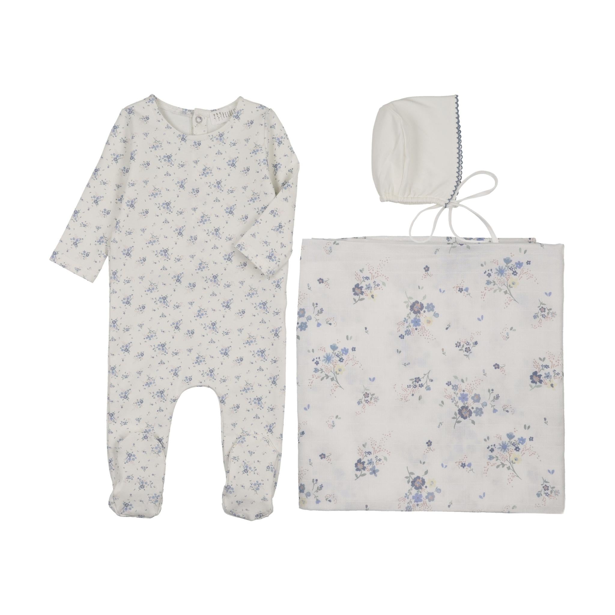 Peluche Floral Layette Set - Blue