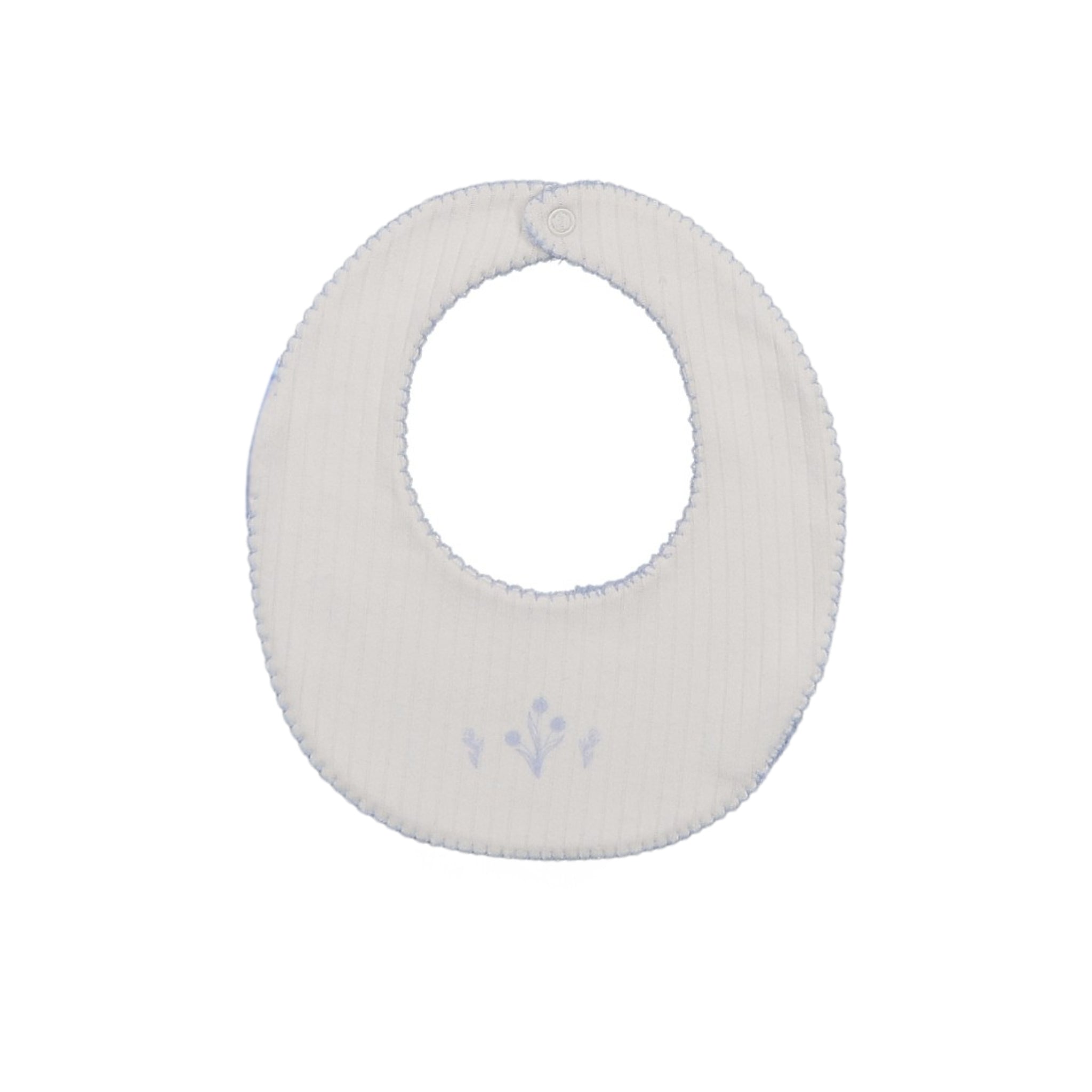 Mon Tresor Floral Signature Bib - Ivory/Blue