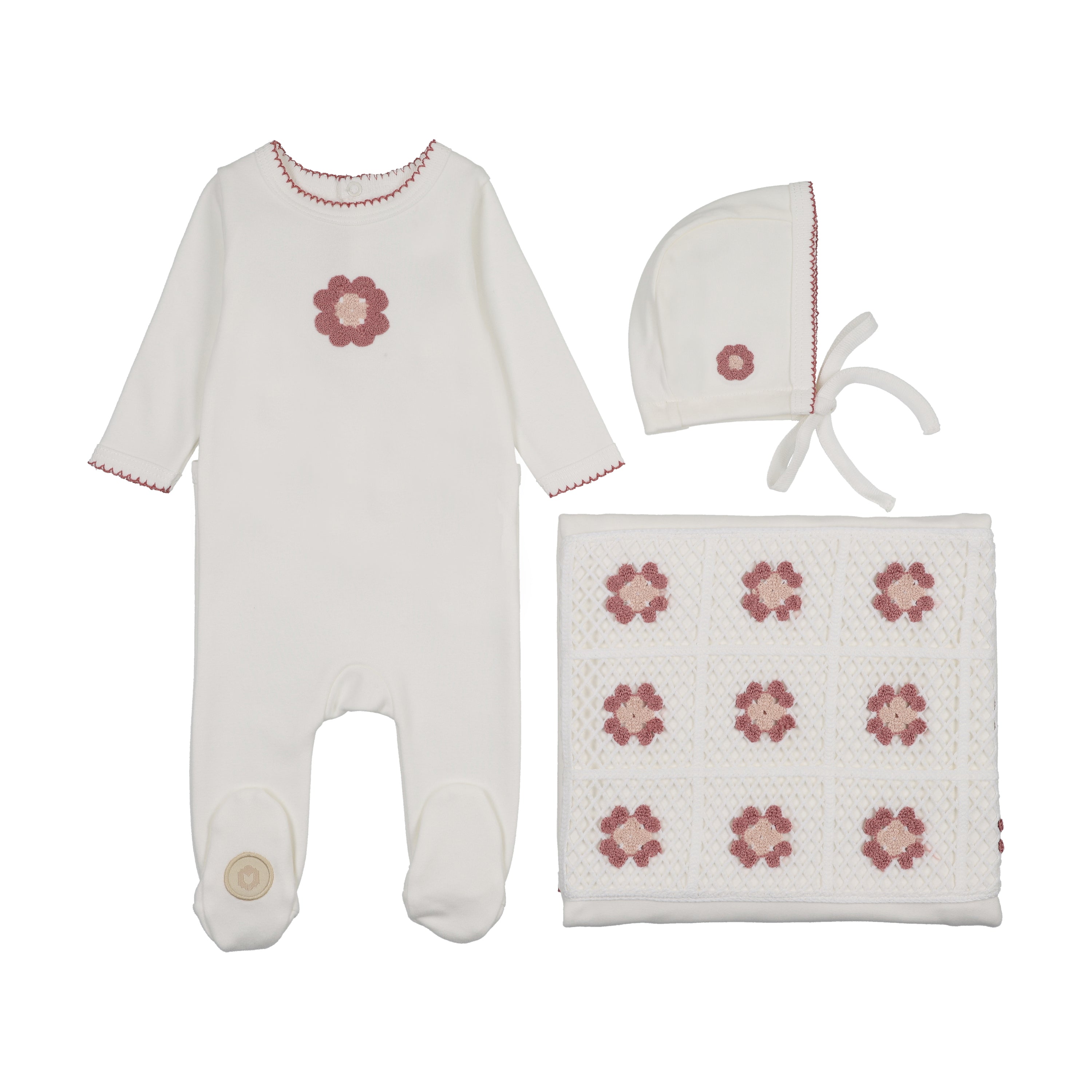 Mon Tresor Geo Floral Layette Set - Ivory/Rose