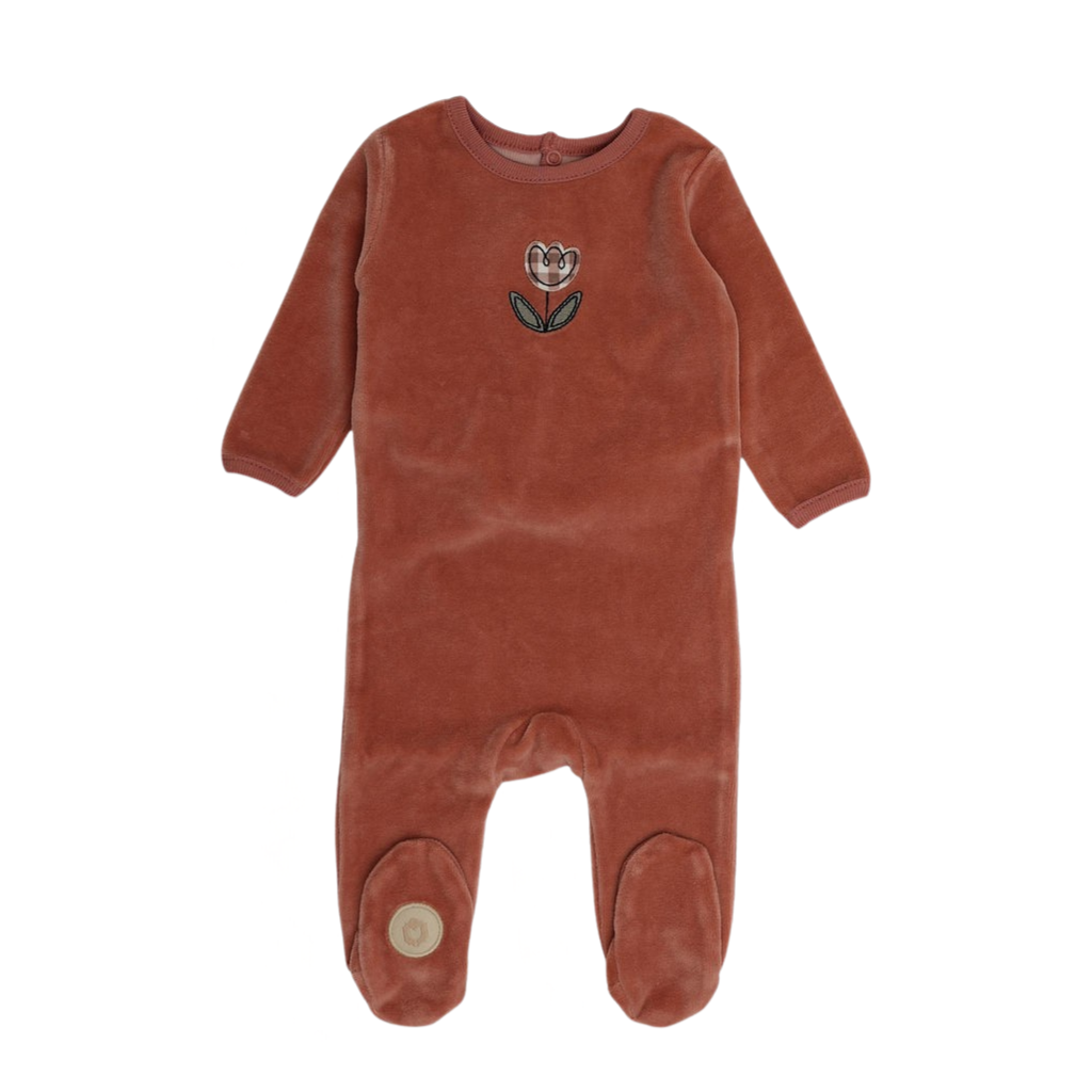 Mon Tresor Gingham Grove Footie - Blush Beige