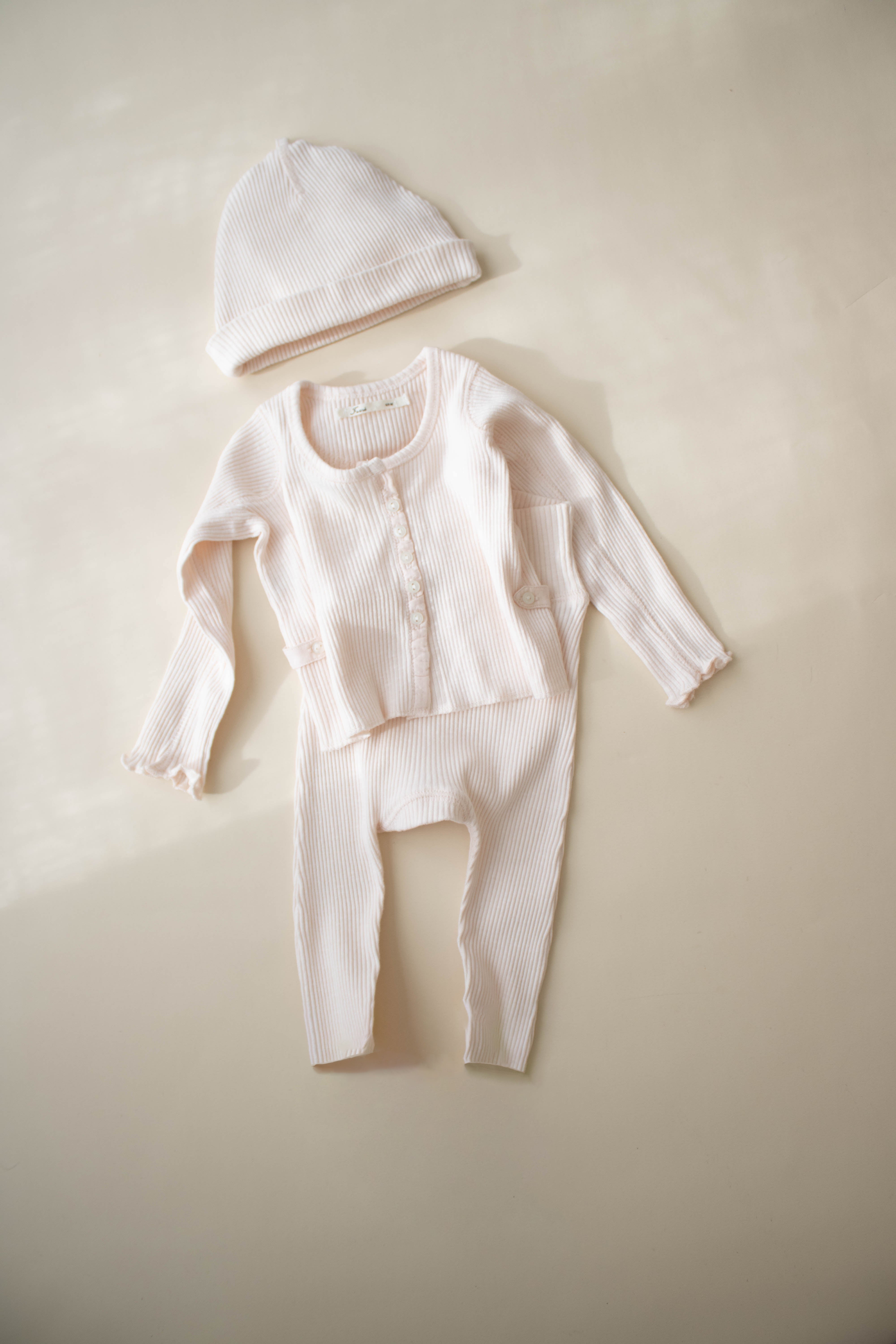 Ferne Footless Cardigan Set W Beanie - Barely Pink
