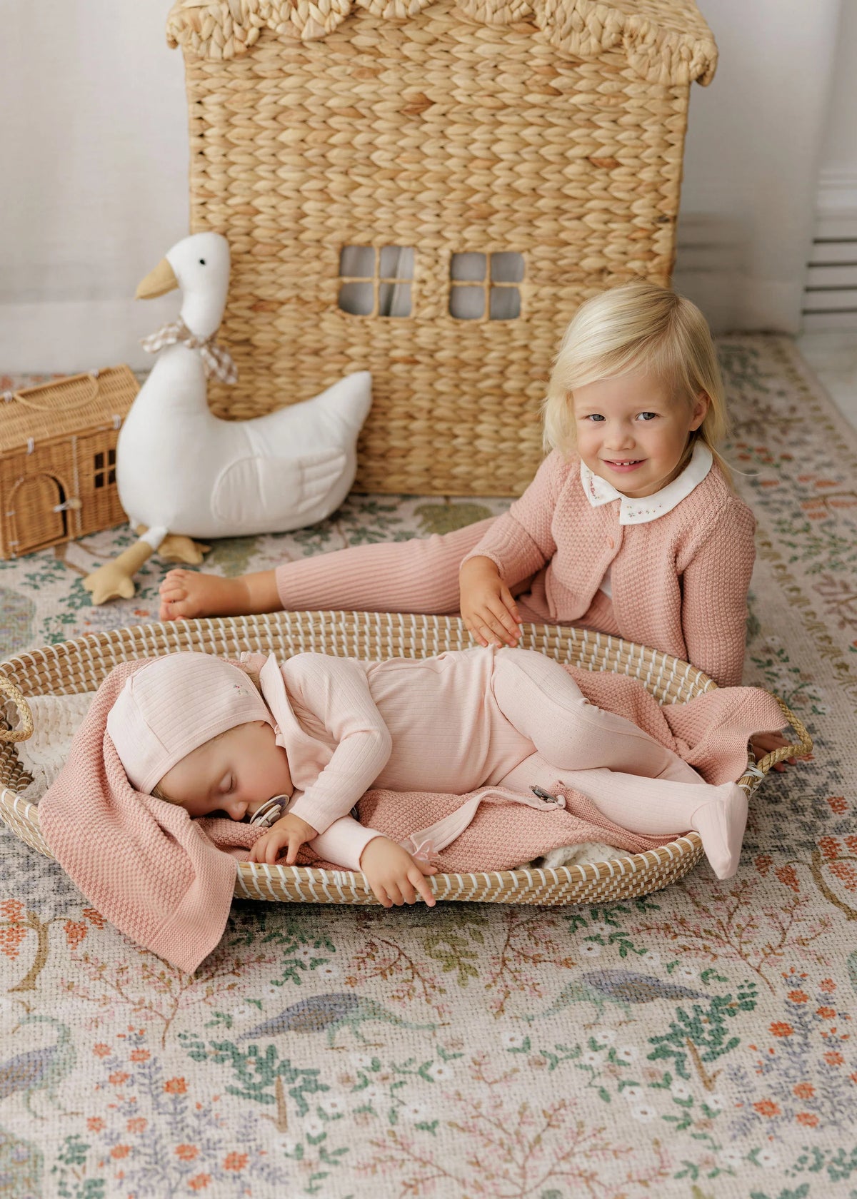 Elys & Co Floral Star Collar Layette Set - Pink