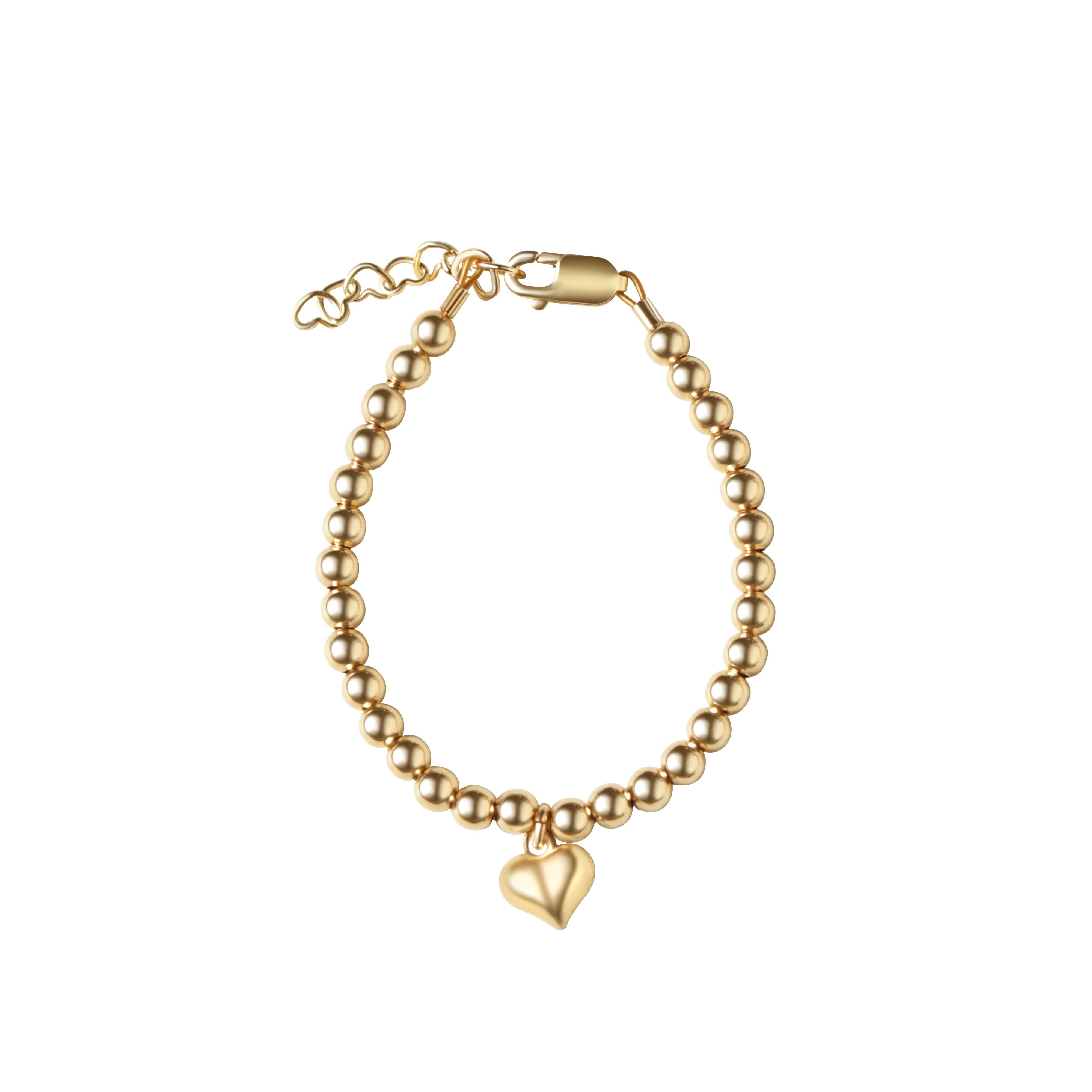 Circlets Gold Strand With Hanging Heart Charm Bracelet - Gold