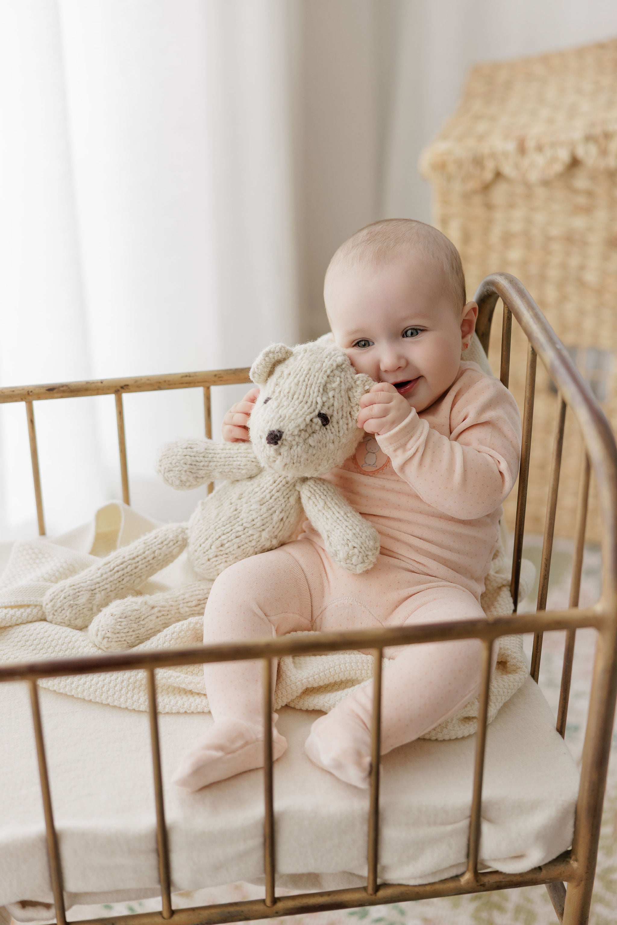 Aurora Bunny Pin Dot Layette Set - Pink