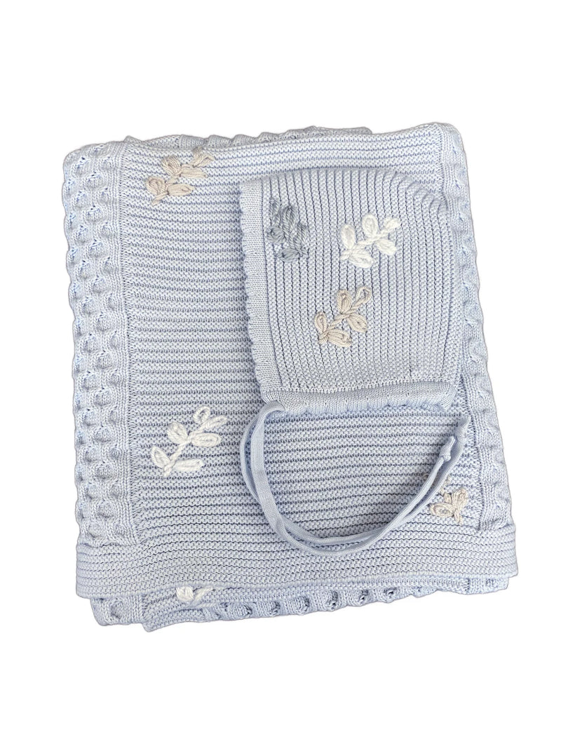 INIMINI Butterflies Embroidery Blanket and Bonnet