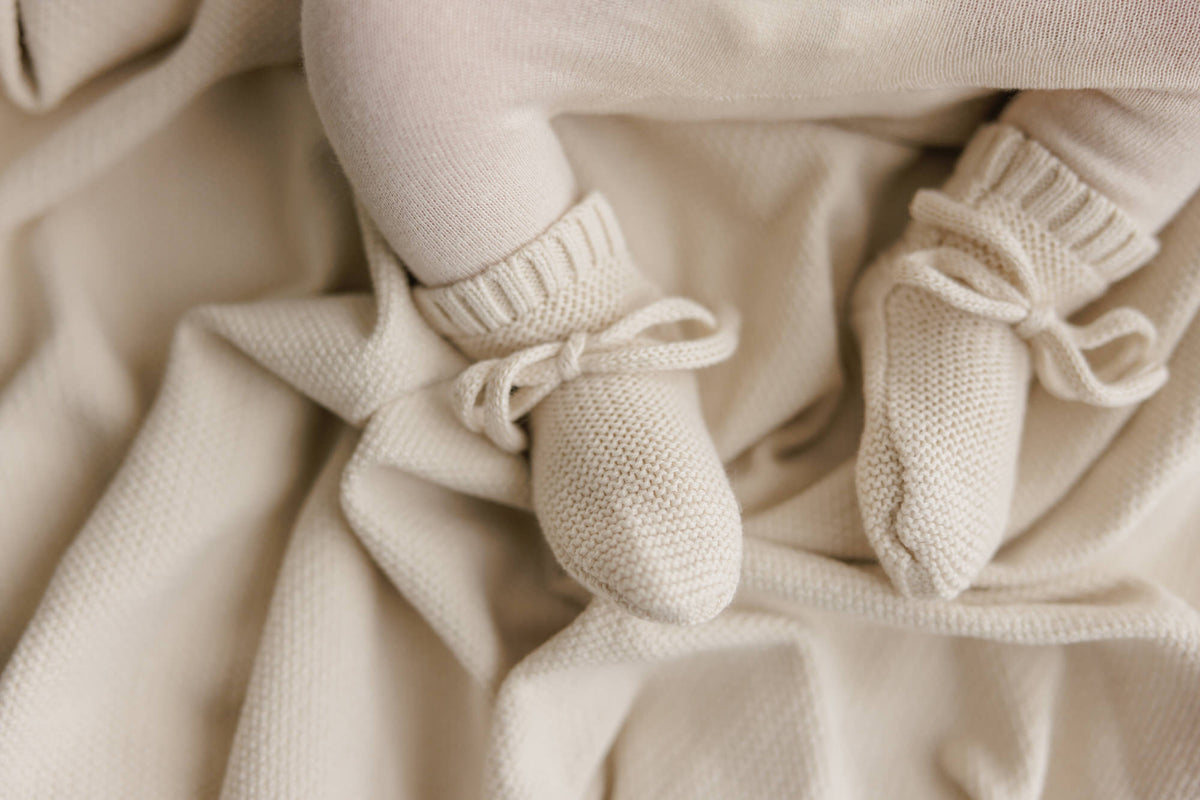 Peluche Knit Booties - Stone