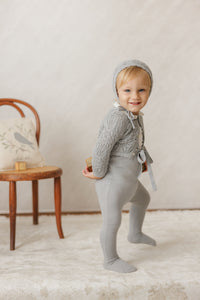 Peluche Knit Tied Suspender Overalls - Powder