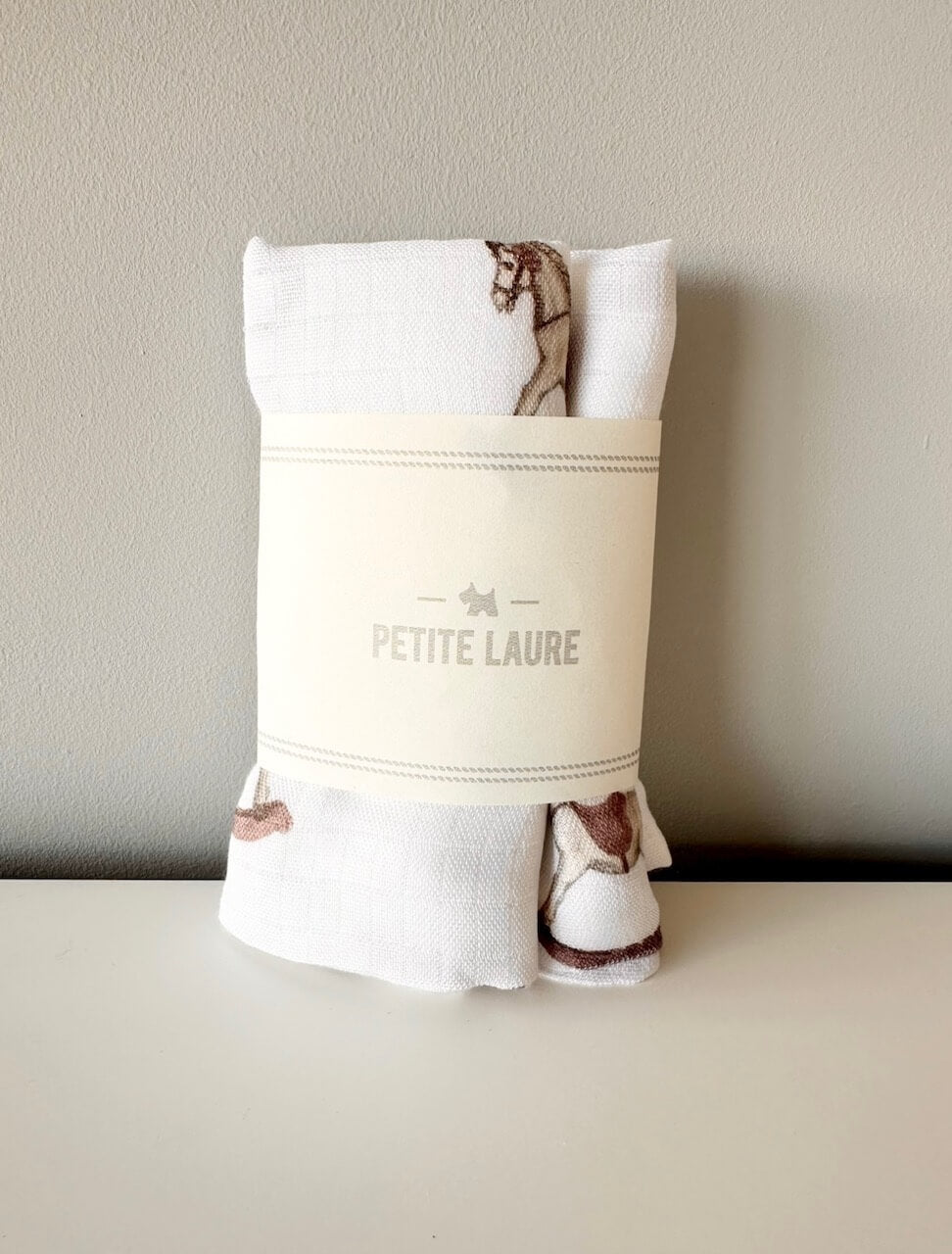 Petite Laure Two Pack Rocking Horse Burp Cloth - Pink