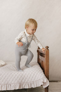 Peluche Knit Tied Suspender Overalls - Powder