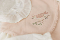 Peluche Knit Cross Stitch Overlay Bib - Rose