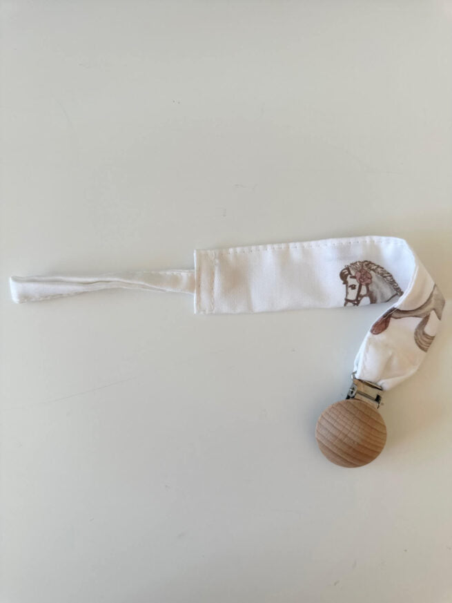 Petite Laure Rocking Horse Pacifier Clip - Pink