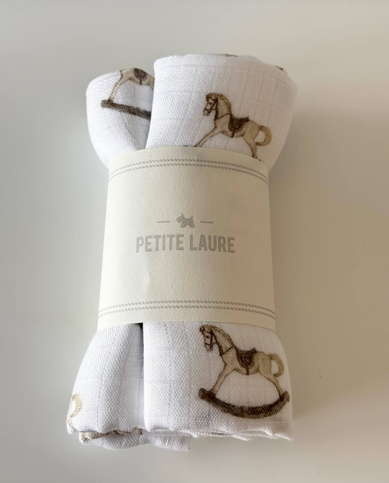 Petite Laure Two Pack Rocking Horse Burp Cloth - Beige