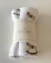 Petite Laure Two Pack Rocking Horse Burp Cloth - Beige