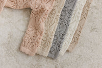 Peluche Eyelet Knit Cropped Cardigan & Bonnet - Cream
