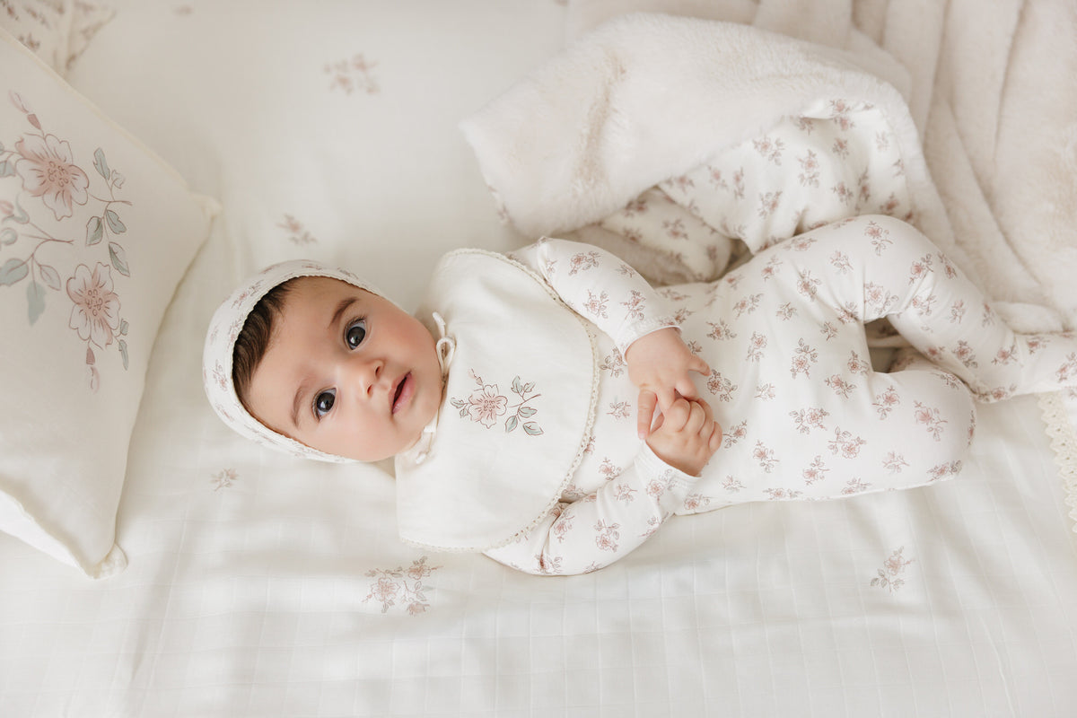 Peluche Blossom Round Bib - Rose