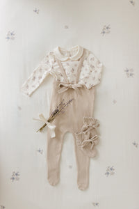 Peluche Knit Tied Suspender Overalls - Taupe