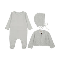 Bee & Dee Intricate Footie & Bonnet - Dusty Blue