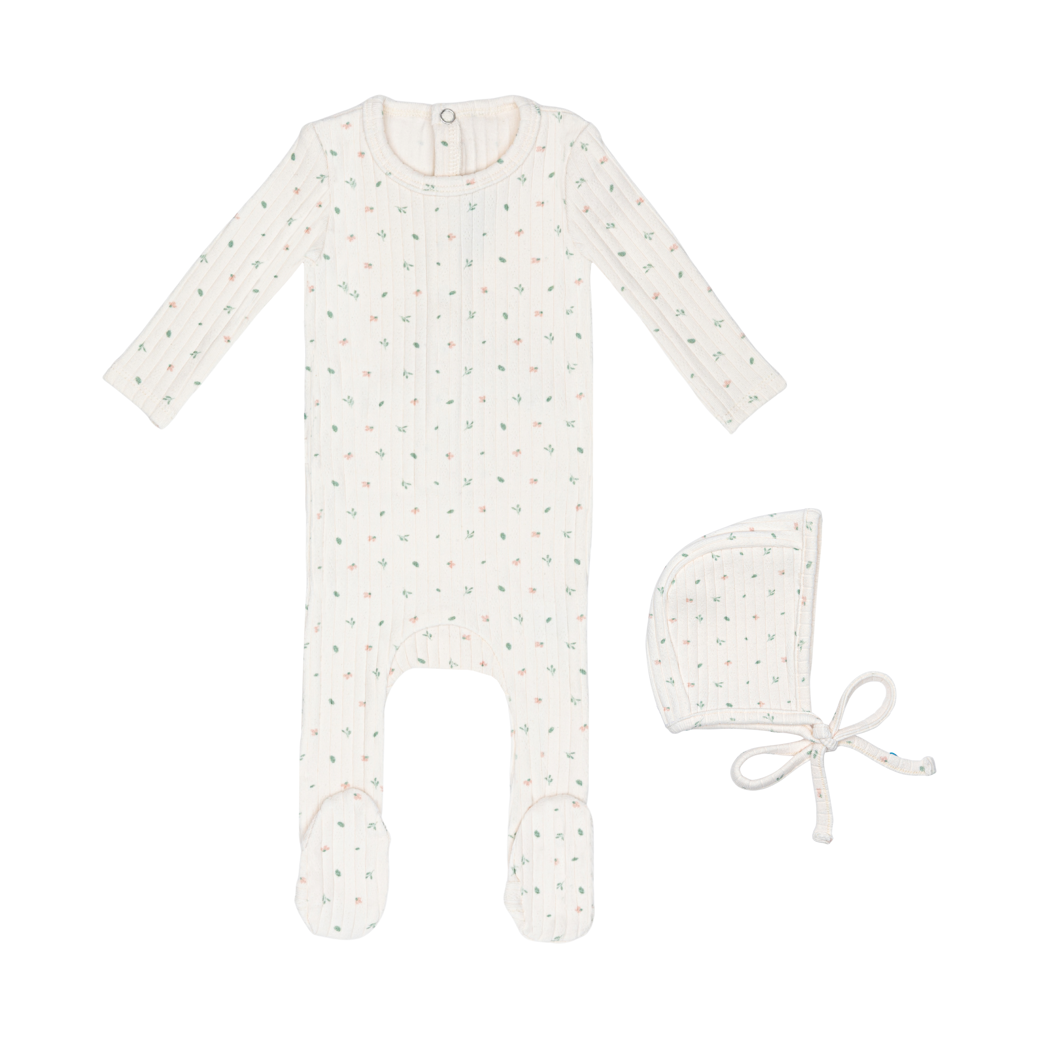 Minilabel Petal Pointelle Floral Footie & Hat - Pink