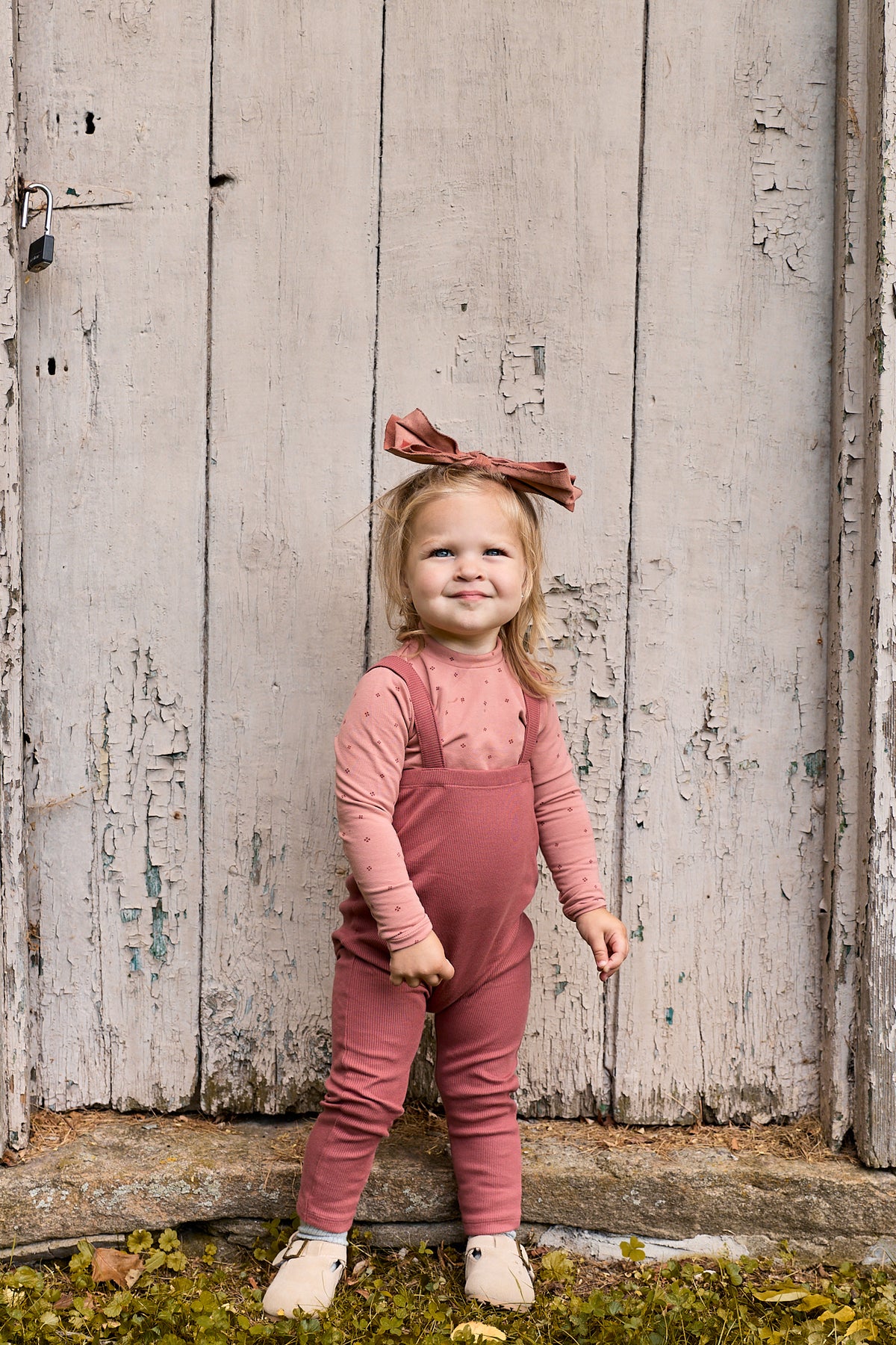 Elys & Co Clover Print Onesie & Overalls - Pink