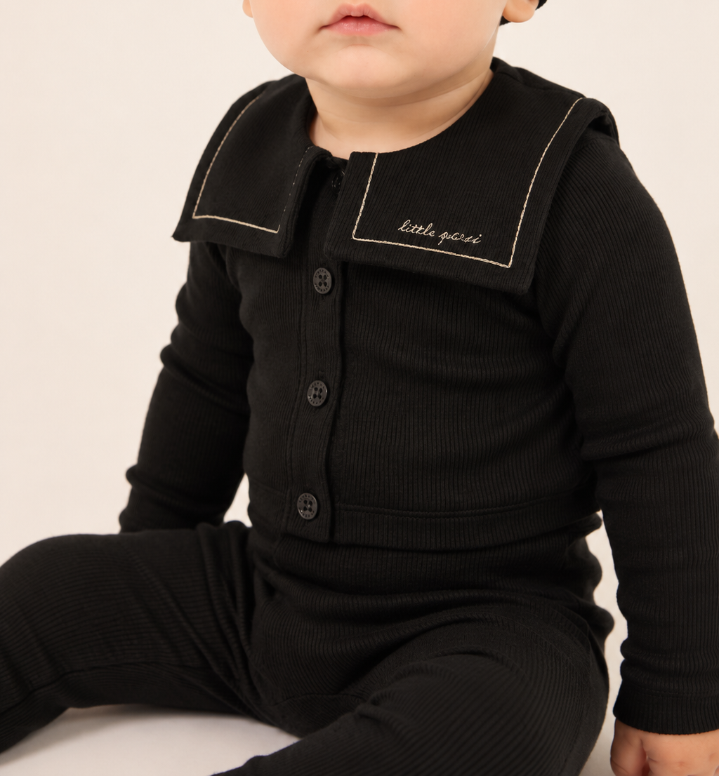 Little Parni Toddler Cardigan Set - Black