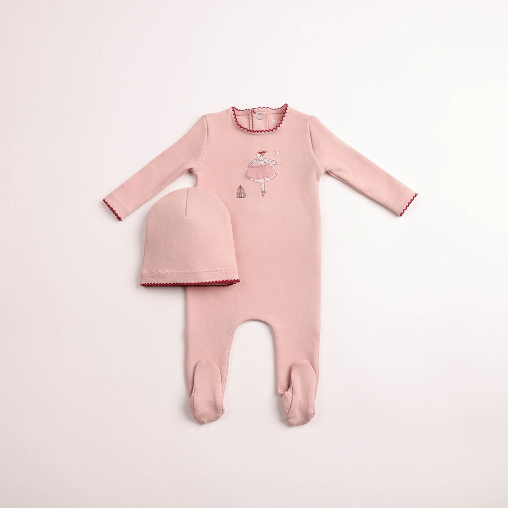 Bee & Dee Kids In Sketch Footie & Beanie - Caramel