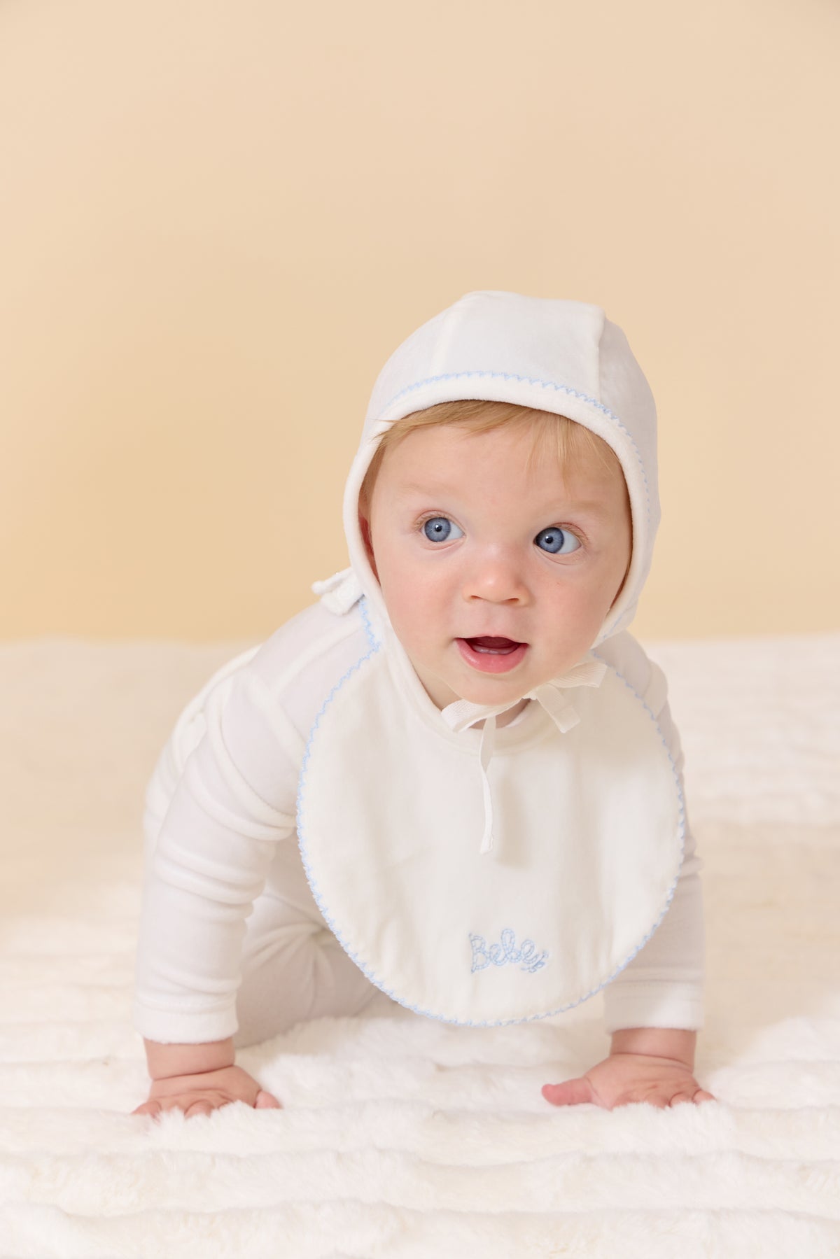 Kipp Bebe Footie & Bonnet Aw25 - White Blue