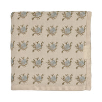 Peluche Floral Intarsia Knit Blanket - Powder