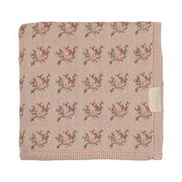 Peluche Floral Intarsia Knit Blanket - Rose