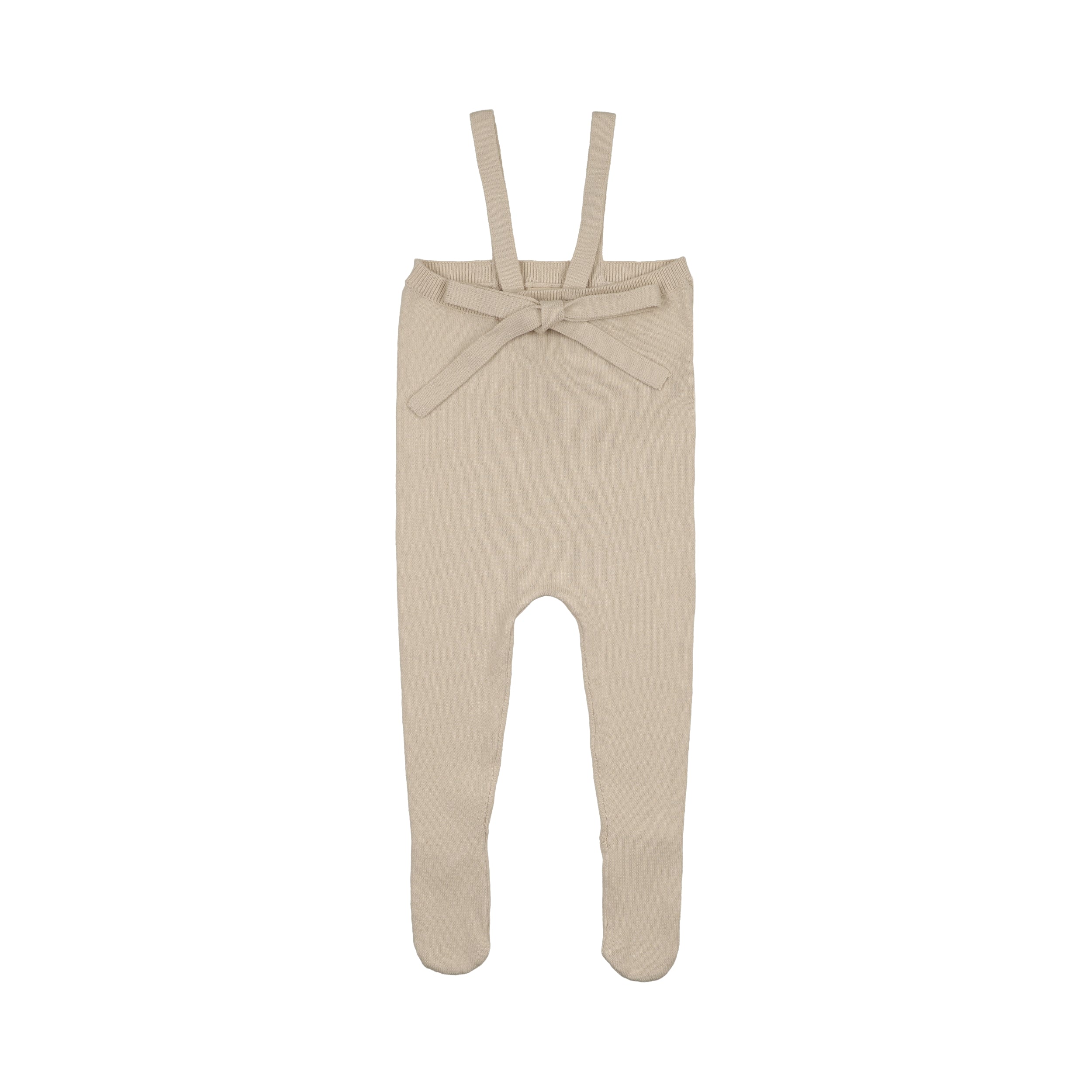 Peluche Knit Tied Suspender Overalls - Stone