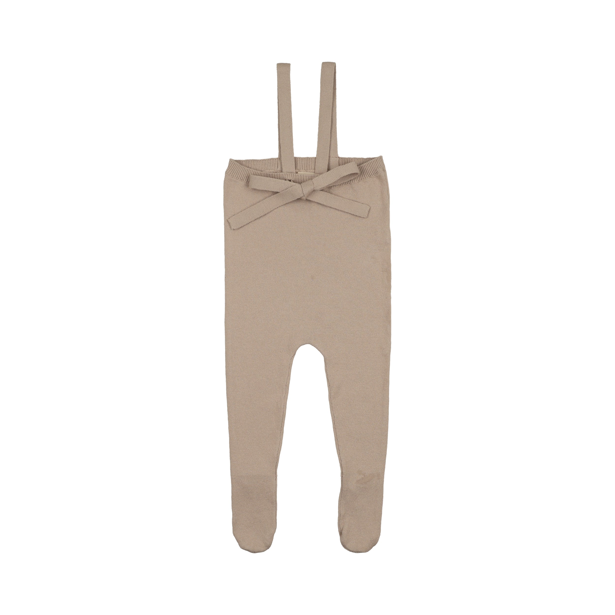Peluche Knit Tied Suspender Overalls - Taupe
