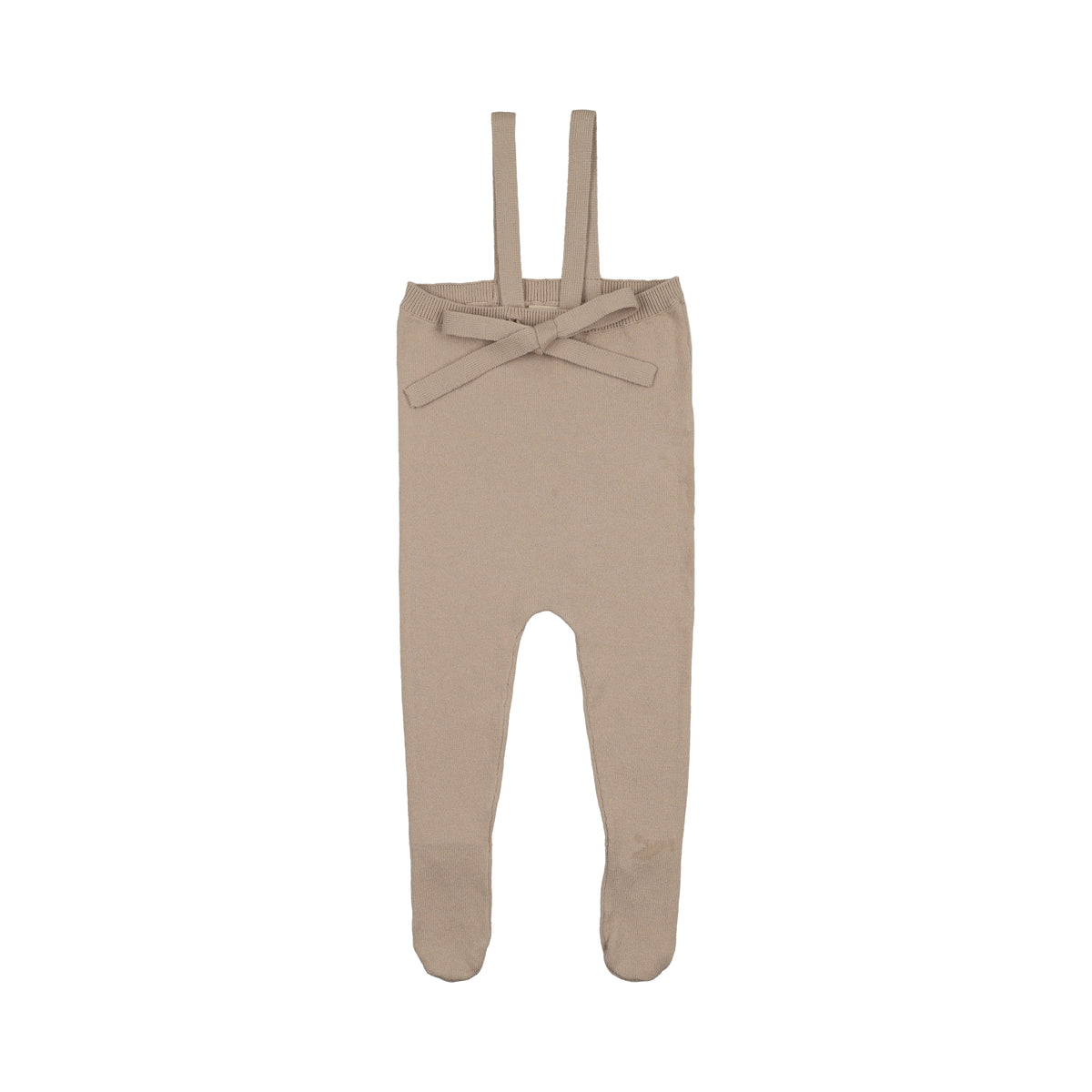 Peluche Knit Tied Suspender Overalls - Taupe