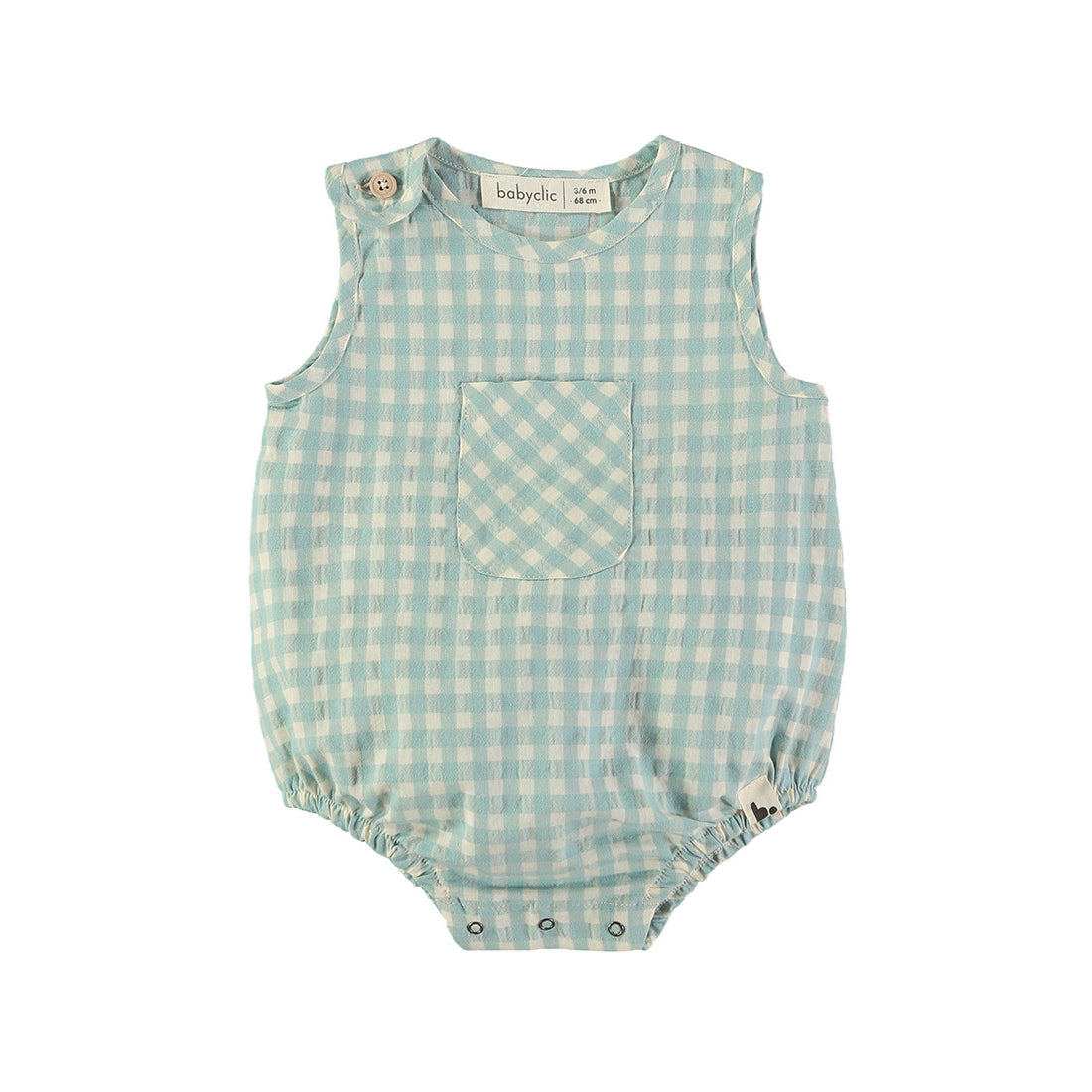 Baby Clic Checks Romper - Aqua